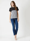 Summer Lover Twill Colour Block Black and Steel Grey Top