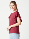 Imagination at work Ruffle Maroon Top