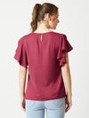 Imagination at work Ruffle Maroon Top