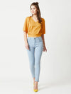 Watch My Shine Snapped Crop Mustard Yellow Top