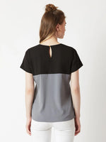 Stop Looking Up Colour Block Black and Steel Grey Top