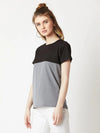 Stop Looking Up Colour Block Black and Steel Grey Top