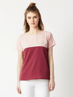 Stay Gold Colour Block Blush Pink and Maroon Top