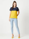 Stay Gold Colour Block Multicolor-Base Navy Blue Top