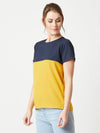 Stop Looking Up Colour Block Multicolor-Base Navy Blue Top