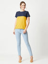 Stop Looking Up Colour Block Multicolor-Base Navy Blue Top