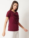 Unnatural Cuts Pearl Maroon Top