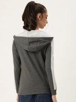 Women Solid Grey melange Full Sleeve Jacket