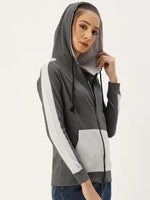 Women Solid Grey melange Full Sleeve Jacket