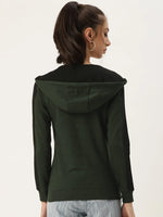 Women Solid Olive Full Sleeve Jacket