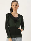 Women Solid Olive Full Sleeve Jacket