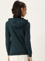 Women Solid Teal Full Sleeve Jacket