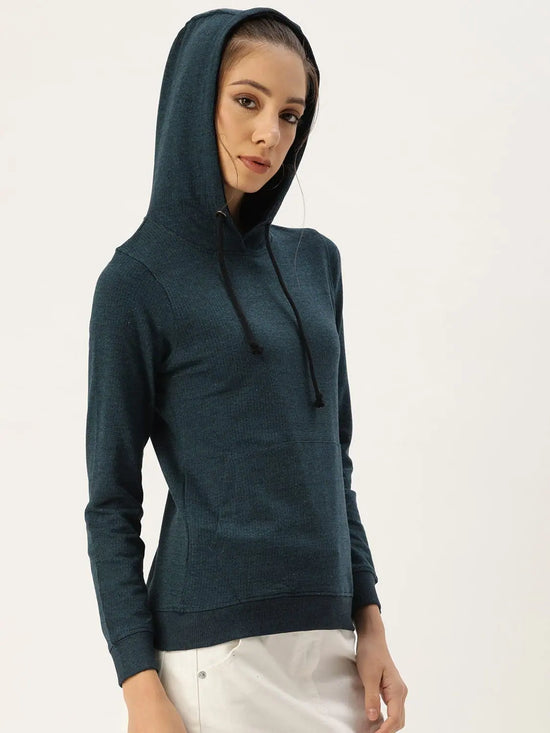 Women Solid Teal Full Sleeve Jacket