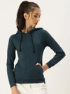 Women Solid Teal Full Sleeve Jacket