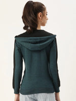 Women Solid Teal Full Sleeve Jacket