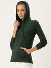 Women Solid Olive Full Sleeve Jacket