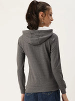 Women Solid Grey melange Full Sleeve Jacket