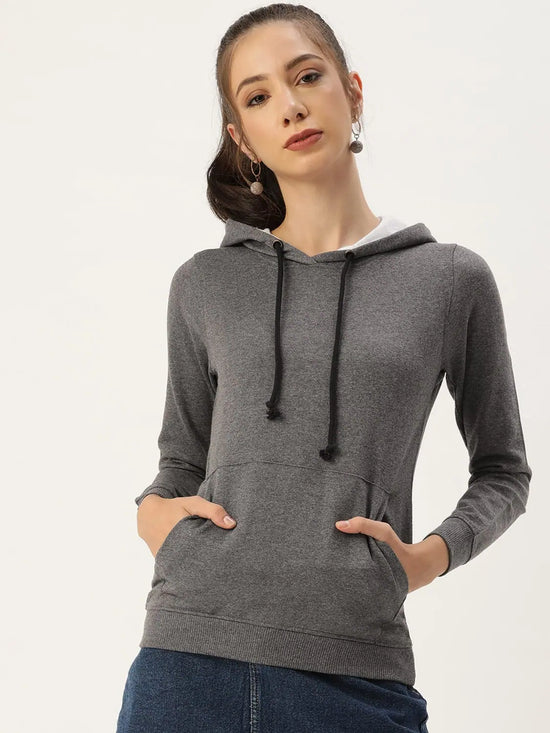 Women Solid Grey melange Full Sleeve Jacket