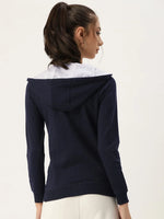 Women Solid Navy Full Sleeve Jacket