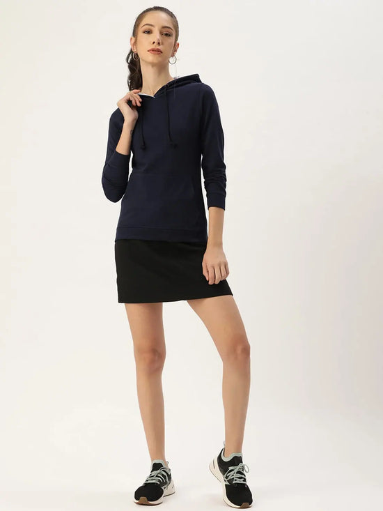 Women Solid Navy Full Sleeve Jacket