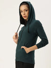 Women Solid Teal Full Sleeve Jacket