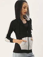 Women Solid Black Full Sleeve Jacket