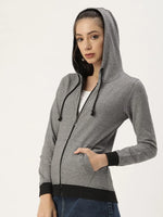 Women Solid Grey Full Sleeve Jacket