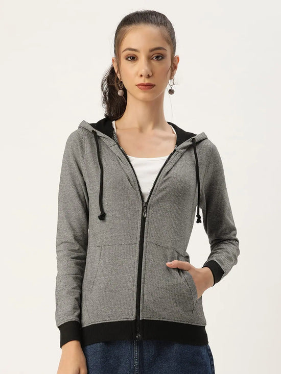 Women Solid Grey Full Sleeve Jacket