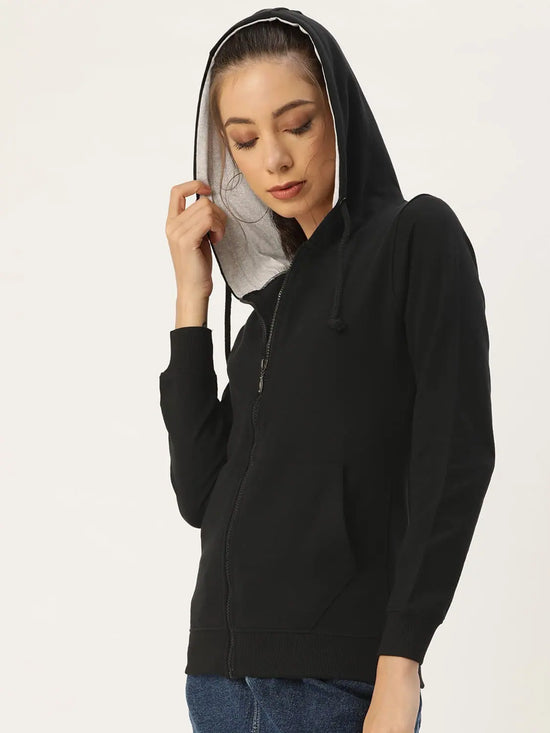 Women Solid Black Full Sleeve Jacket