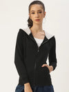 Women Solid Black Full Sleeve Jacket