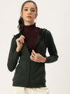 Women Solid Olive Full Sleeve Jacket