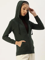 Women Solid Olive Full Sleeve Jacket