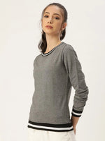 Women Relaxed Fit Grey Bar Sweatshirt