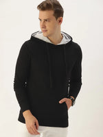 Men Solid Relaxed Zipped Hooded Sweatshirt