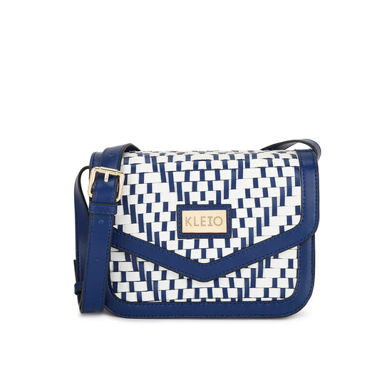 Kleio Trendy Twin Colored Weaved Crossbody Sling Handbag With Adjustable Strap