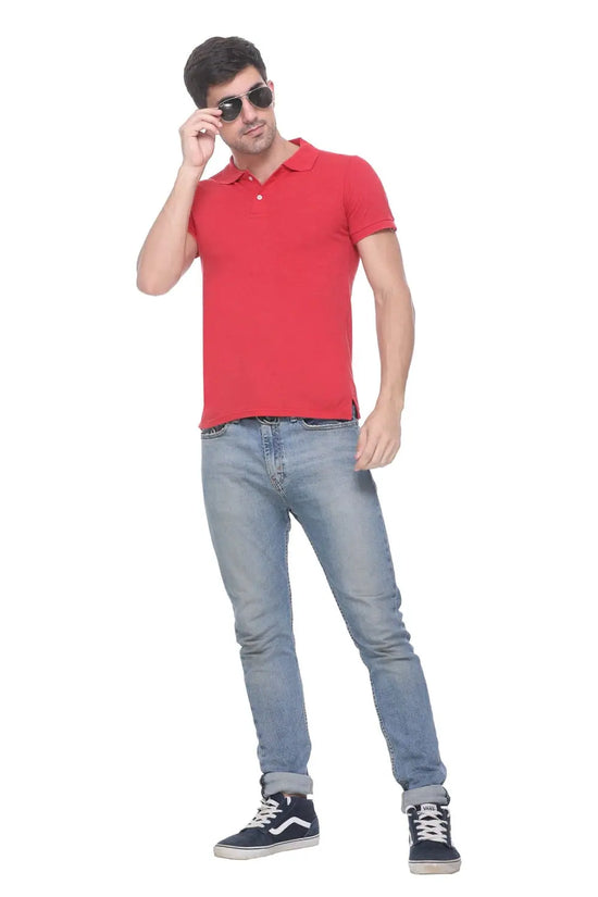 Pure Cotton Red Polo T-shirt