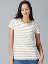 Women Assorted Striped T-Shirt Sam 160 gsm Beige