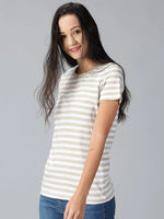 Women Assorted Striped T-Shirt Sam 160 gsm Beige