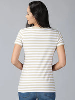 Women Assorted Striped T-Shirt Sam 160 gsm Beige