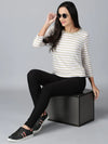 Women Striped T-Shirt Comfort RN 160 gsm Beige