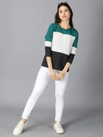 Women Colour Block T -shirtRN 160gsm Multicolor