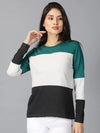 Women Colour Block T -shirtRN 160gsm Multicolor