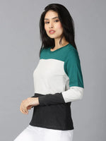 Women Colour Block T -shirtRN 160gsm Multicolor