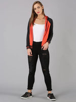 Women Color Blocked Full Sleeve Jacket