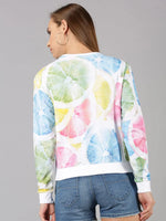 Women Sweatshirt With Printed Round Neck Multicolor