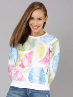 Women Sweatshirt With Printed Round Neck Multicolor