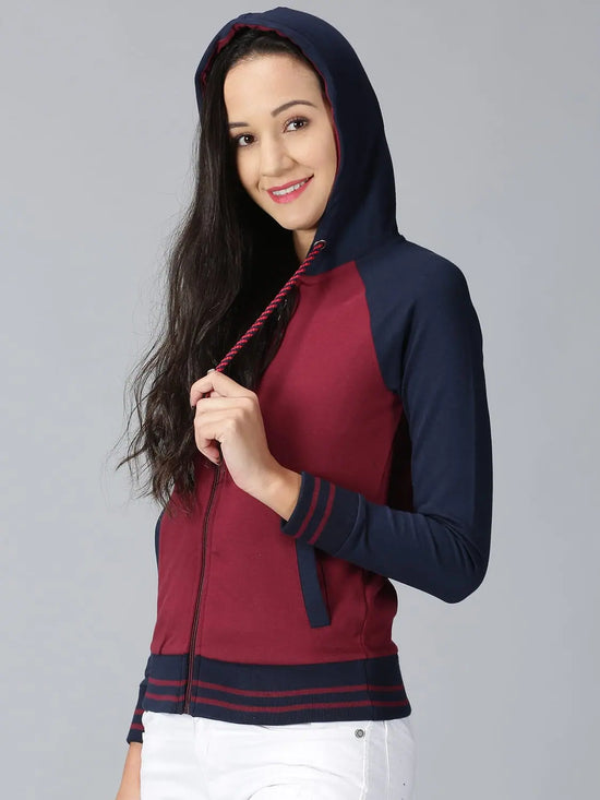 Women Color Blocked Full Sleeve Jacket