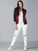 Women Color Blocked Full Sleeve Jacket