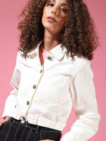 Women Solid White Full Sleeve Jacket