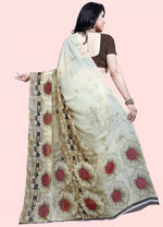 Beige Flower Theme Daily Wear Georgette Saree